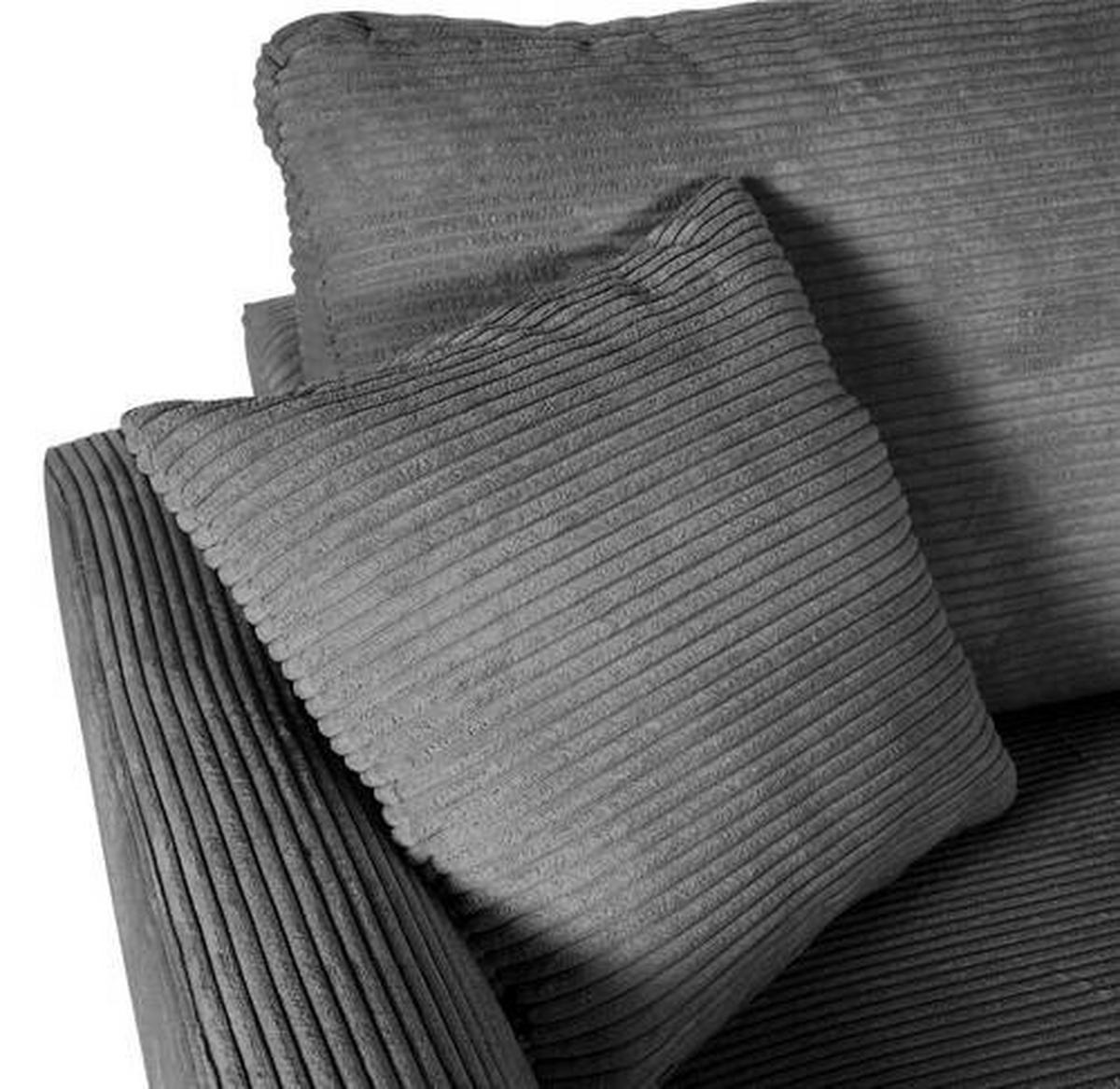 ECKSOFA in Cord Anthrazit  - Anthrazit/Schwarz, Design, Kunststoff/Textil (240/175cm) - Landscape
