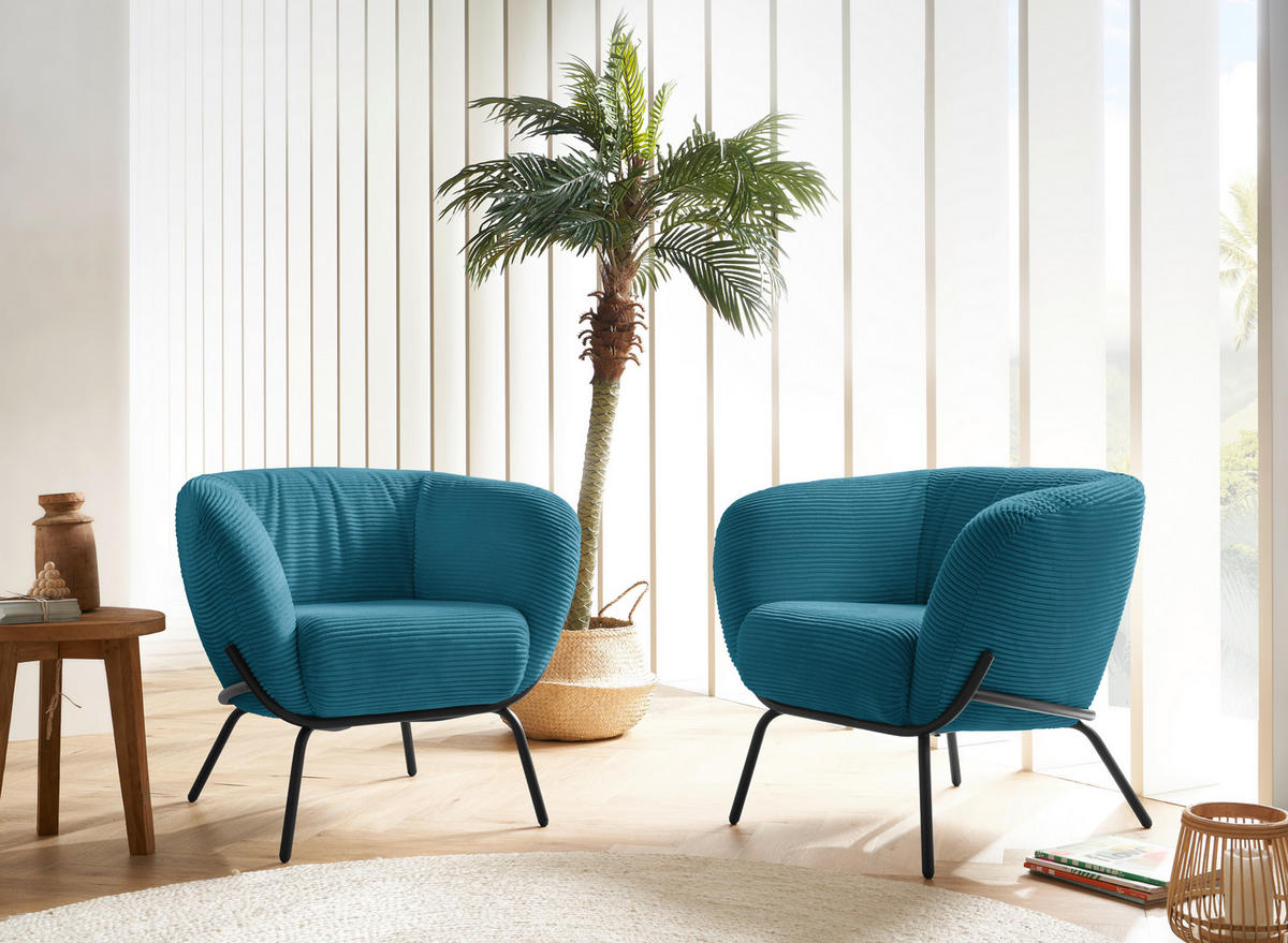 COCKTAILSESSEL Cord Petrol  - Petrol, Design, Textil (79/71/74cm) - Lomoco