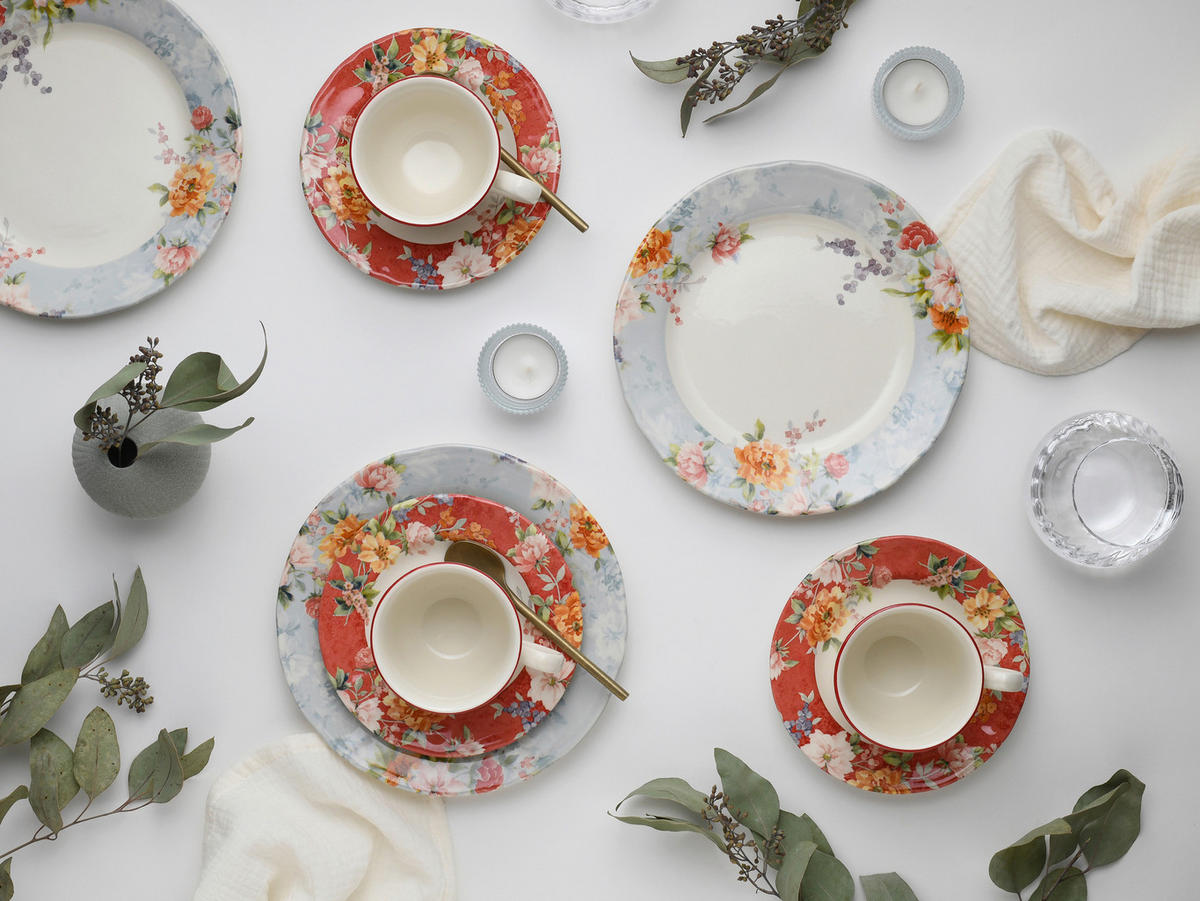 KAFFESERVIS Crimson bunt 18 delar  - multicolor, Basics, keramik - Creatable