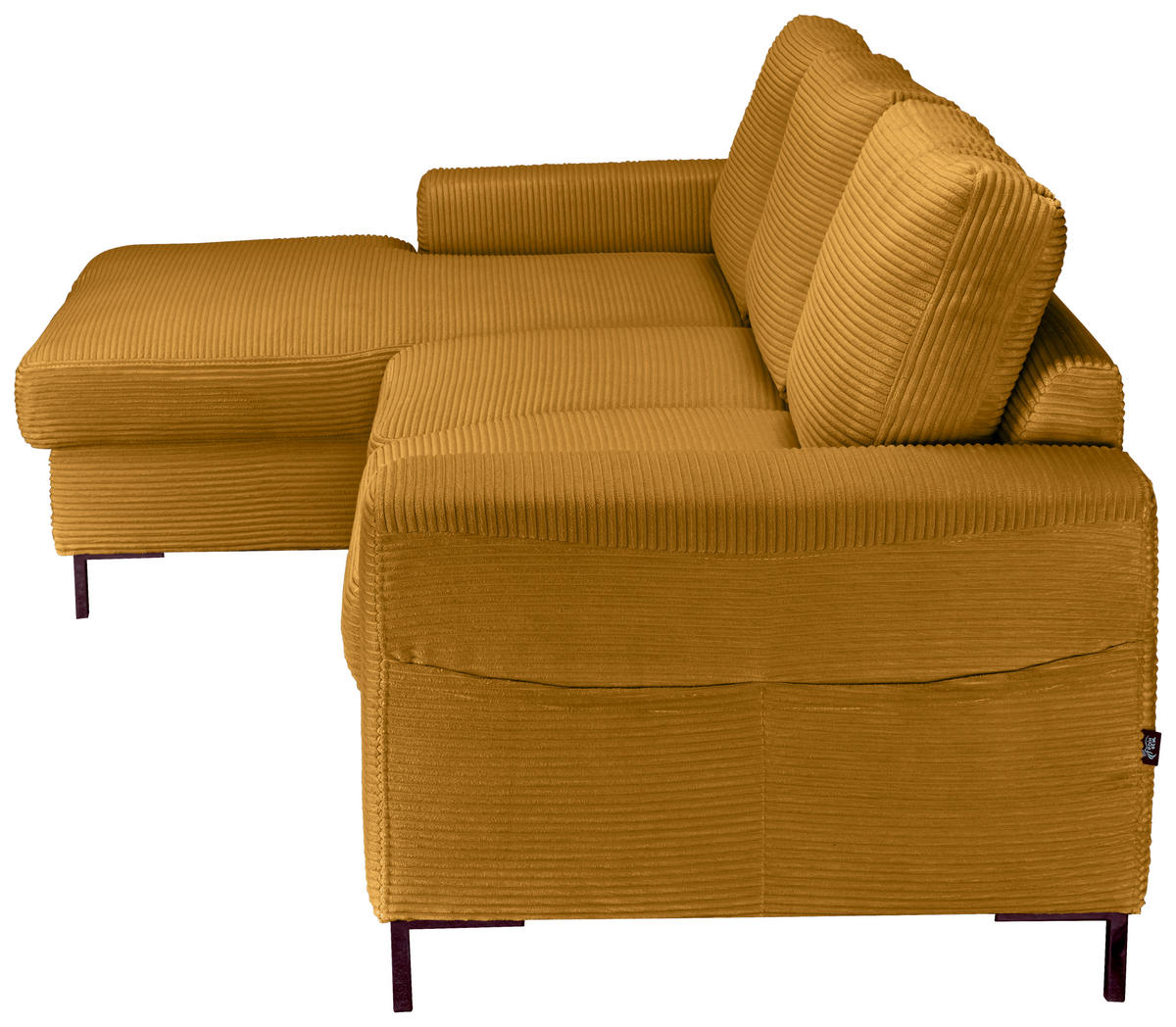 ECKSOFA Currygelb Cord  - Currygelb/Schwarz, KONVENTIONELL, Textil/Metall (150/240cm) - Carryhome