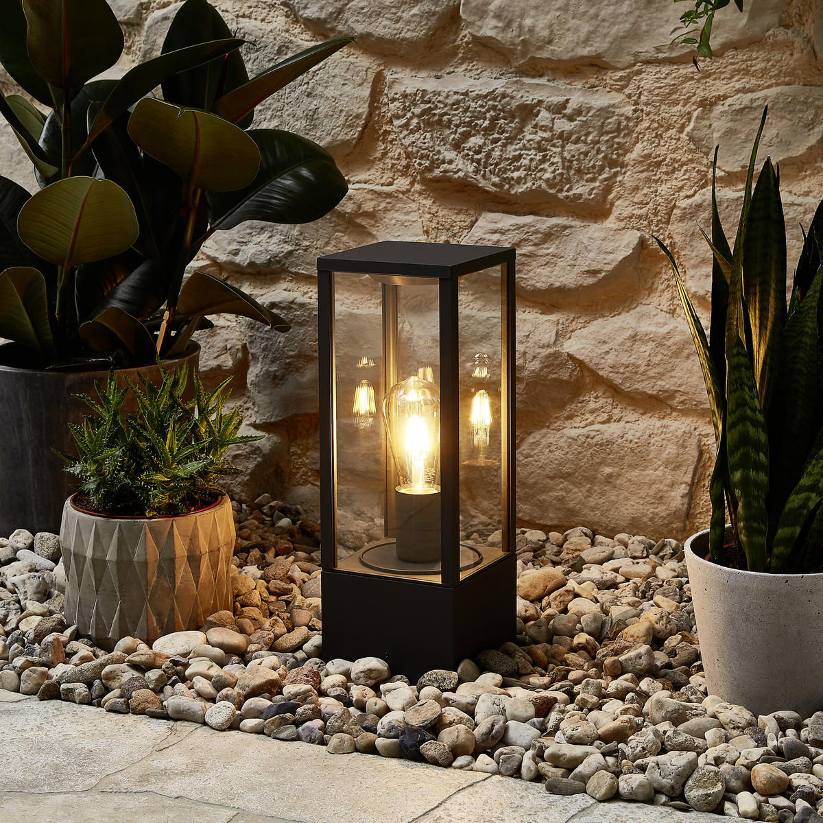 WEGELEUCHTE - Anthrazit, Trend, Glas/Metall (14/14/40cm) - Trio Leuchten