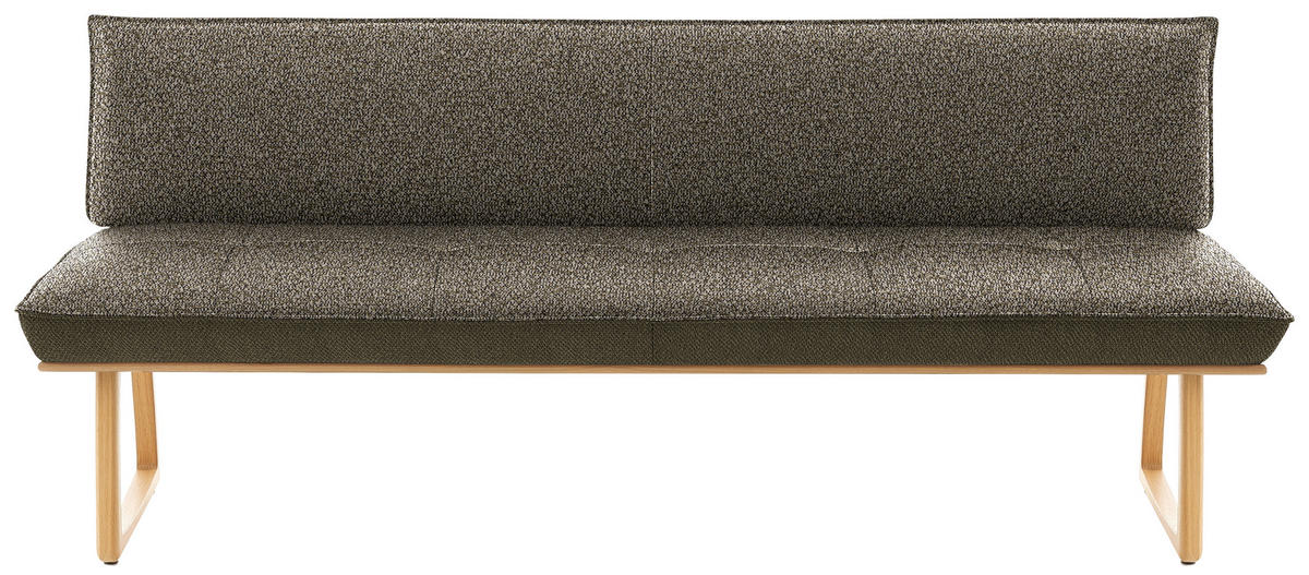 SITZBANK in Holz, Textil Olivgrün, Wildeiche  - Wildeiche/Eichefarben, Design, Holz/Textil (214/88/66cm) - Koinor