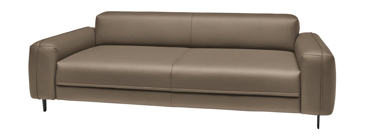 3-SITZER-SOFA  in Echtleder Hellbraun   - Hellbraun/Anthrazit, Design, Leder/Metall (230/70/109cm) - Johann Jakob