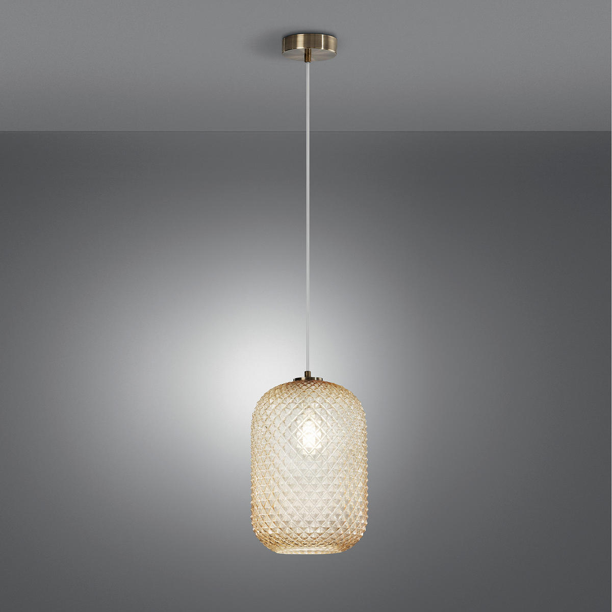 HÄNGELEUCHTE 20/150 cm  - Bernsteinfarben/Bronzefarben, KONVENTIONELL, Glas/Metall (20/150cm)