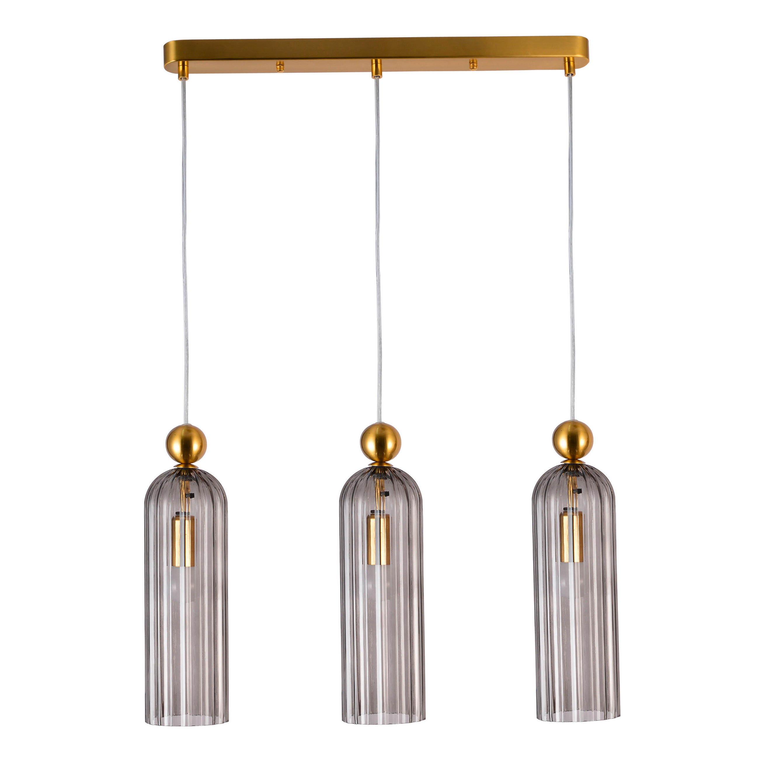 HÄNGELEUCHTE Piega 55/3/150 cm - Grau, Basics, Glas (55/3/150cm)