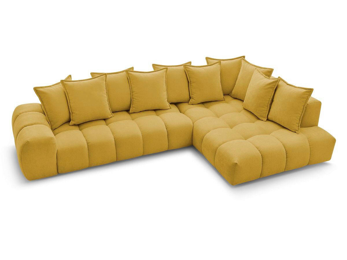 ECKSOFA Ottomane rechts  EVEREST Gelb Struktur  - Gelb/Schwarz, MODERN, Kunststoff/Textil (352/210cm) - Livetastic