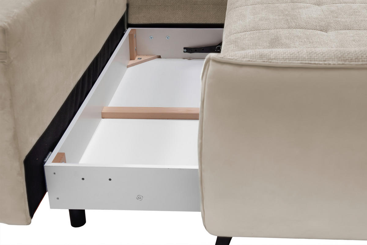 ECKSOFA in Struktur Beige, Hellbraun  - Hellbraun/Beige, Design, Textil/Metall (187/282cm) - Livetastic