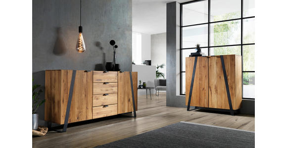 SIDEBOARD in 172,8/90,6/43 cm - Eichefarben/Schwarz, Trend, Holz/Metall (172,8/90,6/43cm) - Landscape