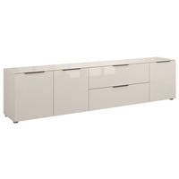 LOWBOARD Style 225/53,9/40 cm 1 Schublade(n) Typenauswahl, Beimöbel erhältlich, stehend, Abdeckplatte aus Glas  - Kaschmir/Schwarz, Basics, Glas/Holzwerkstoff (225/53,9/40cm)