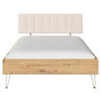 BETT 140/200 cm  in Eiche Artisan  - Champagner/Eiche Artisan, Design, Holzwerkstoff/Textil (140/200cm) - Carryhome