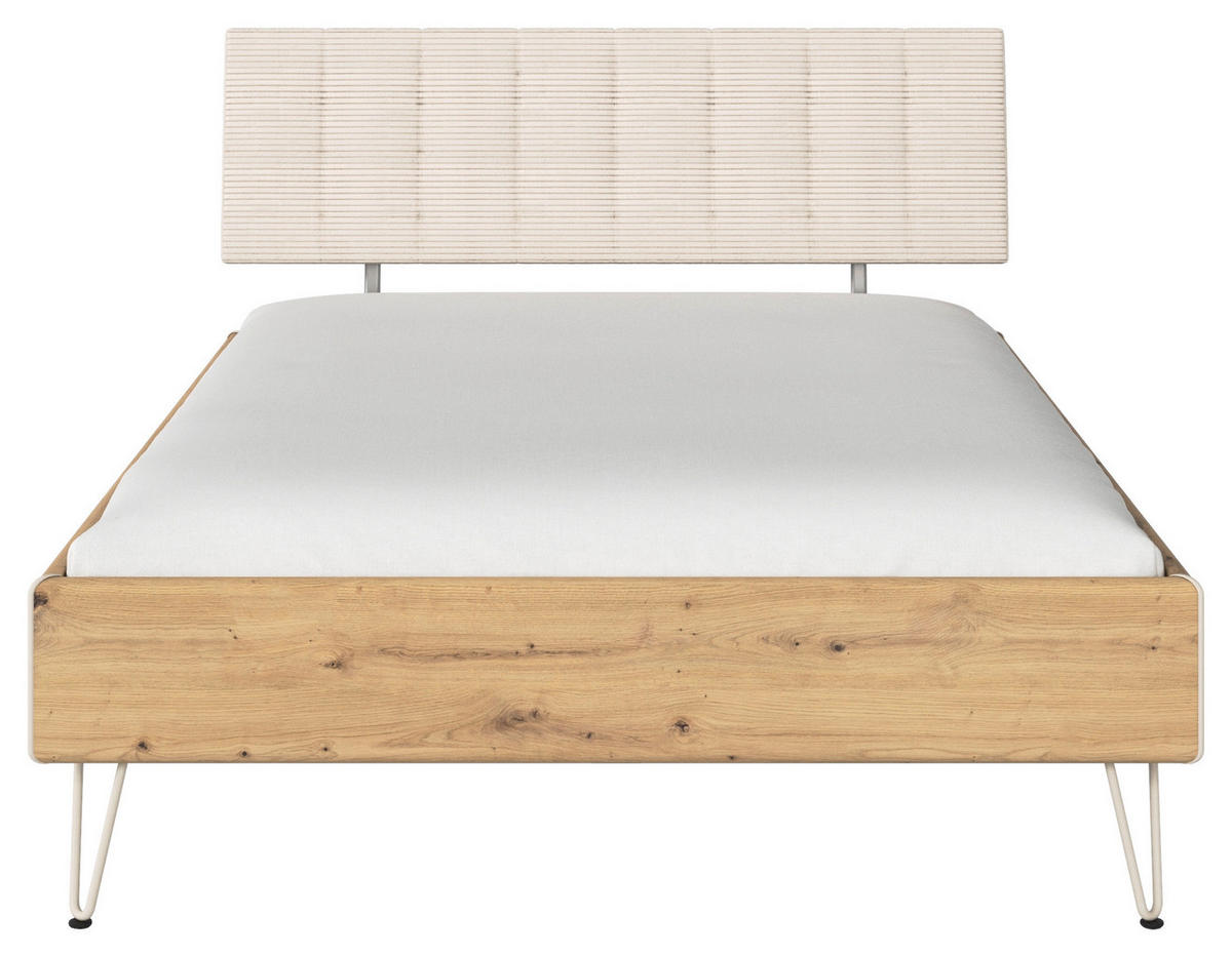 BETT 140/200 cm  in Eiche Artisan  - Champagner/Eiche Artisan, Design, Textil/Metall (140/200cm) - Carryhome