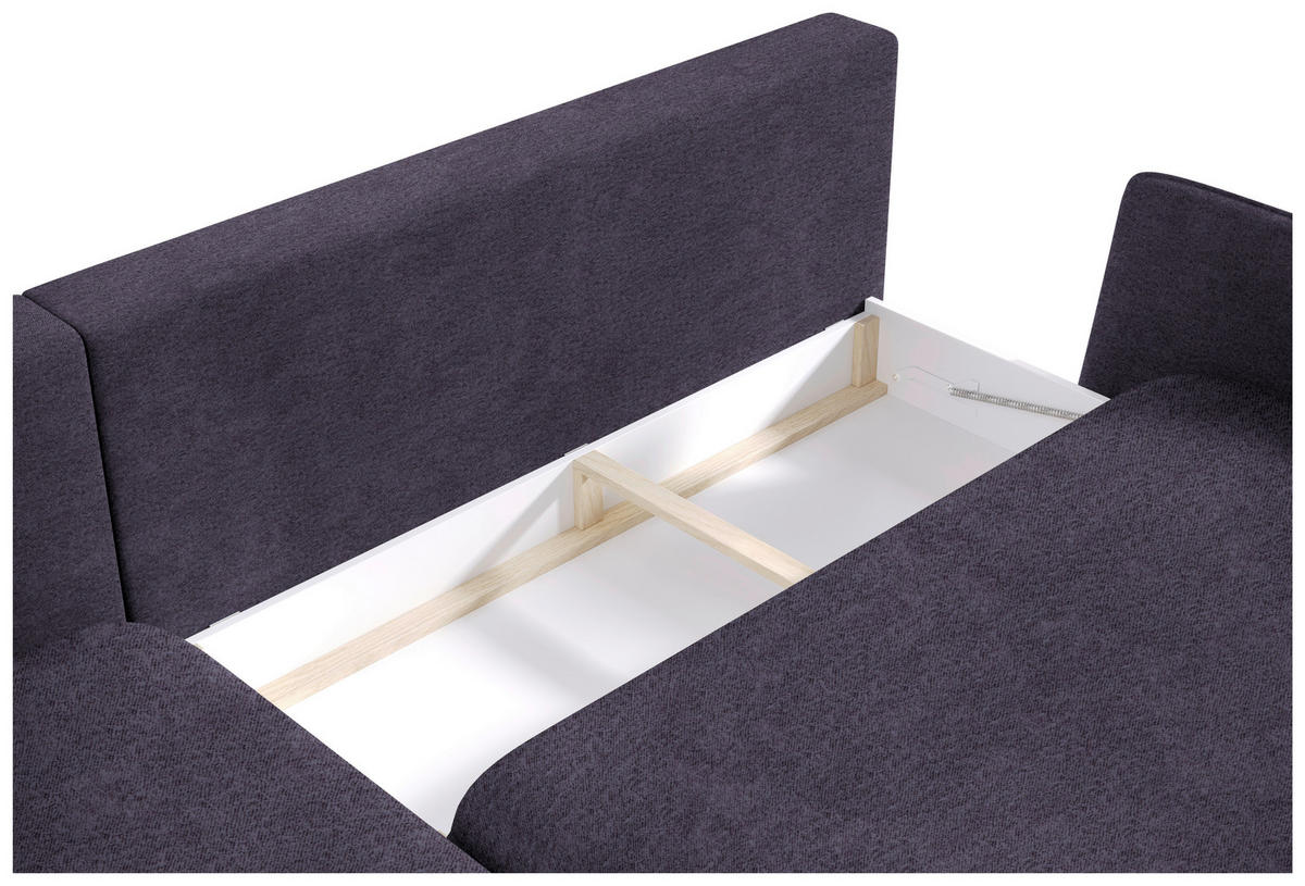 ECKSOFA in Velours Anthrazit  - Anthrazit/Schwarz, Design, Holz/Textil (167/260cm) - Welnova