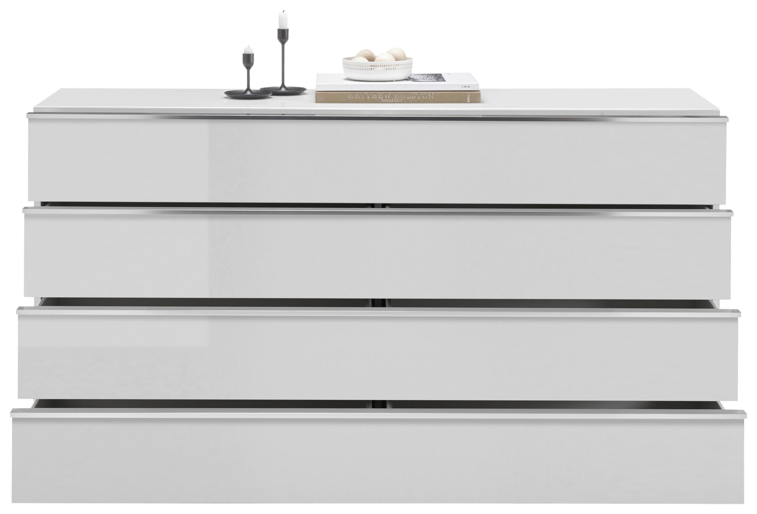SIDEBOARD  in 149/82/42 cm  - Chromfarben/Weiß, Design, Glas/Holzwerkstoff (149/82/42cm) - Musterring