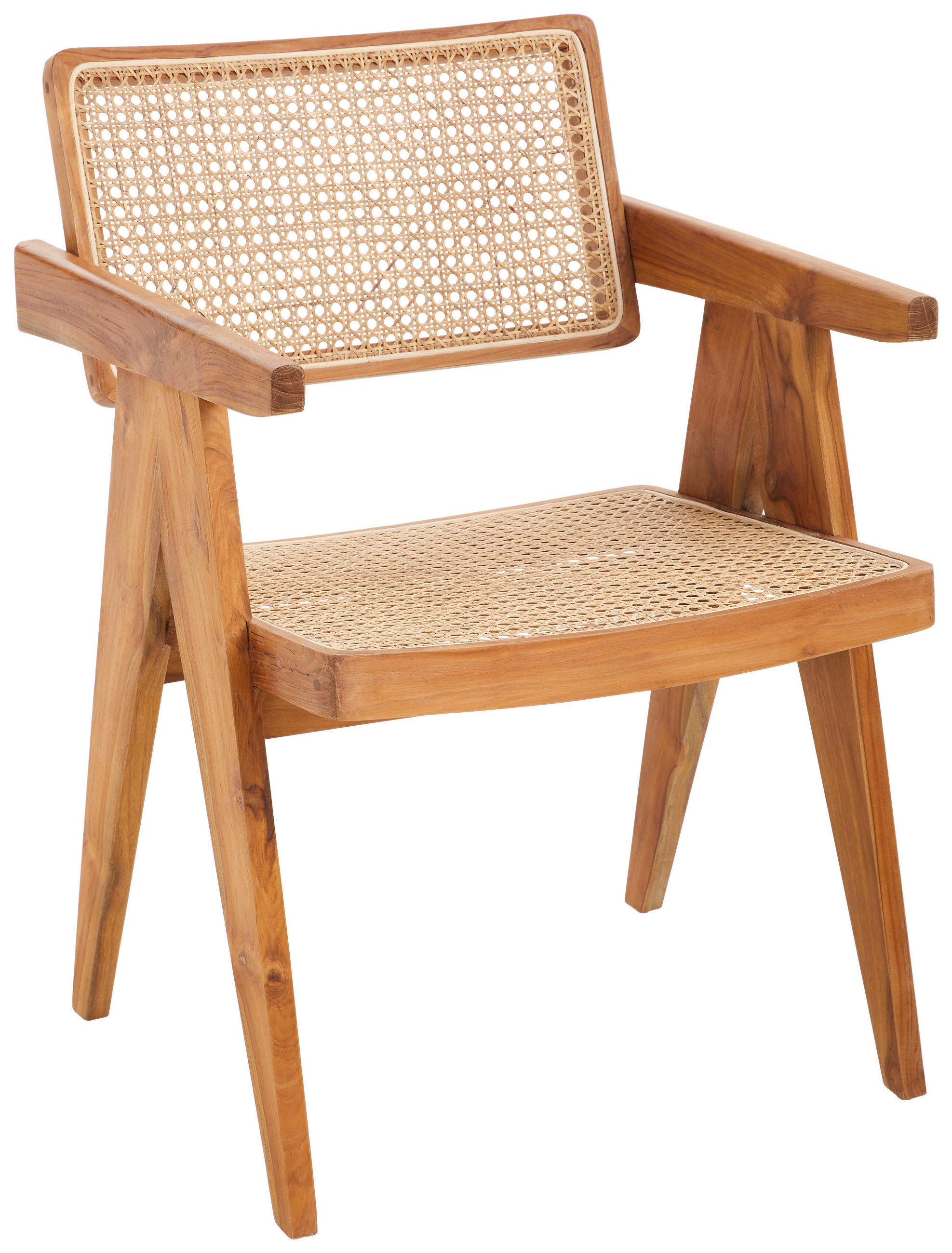 ARMLEHNSTUHL Naturfarben Rattan, Recyclingholz, Teakholz massiv - Naturfarben, Trend, Holz (56/86/62cm) - Livetastic