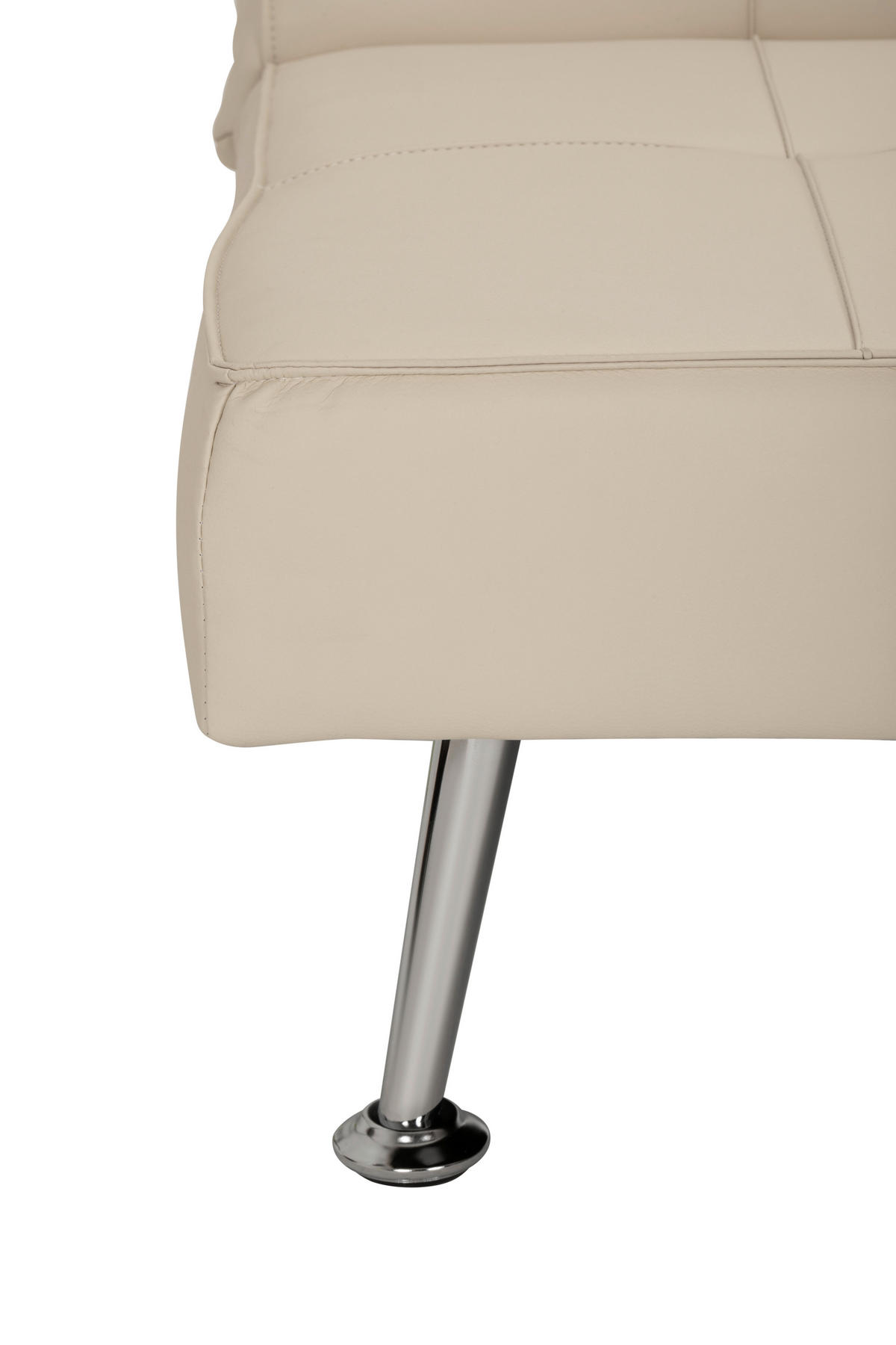 SCHLAFSOFA Lederlook Creme  - Silberfarben/Creme, Basics, Textil/Metall (179/74/91cm) - P & B