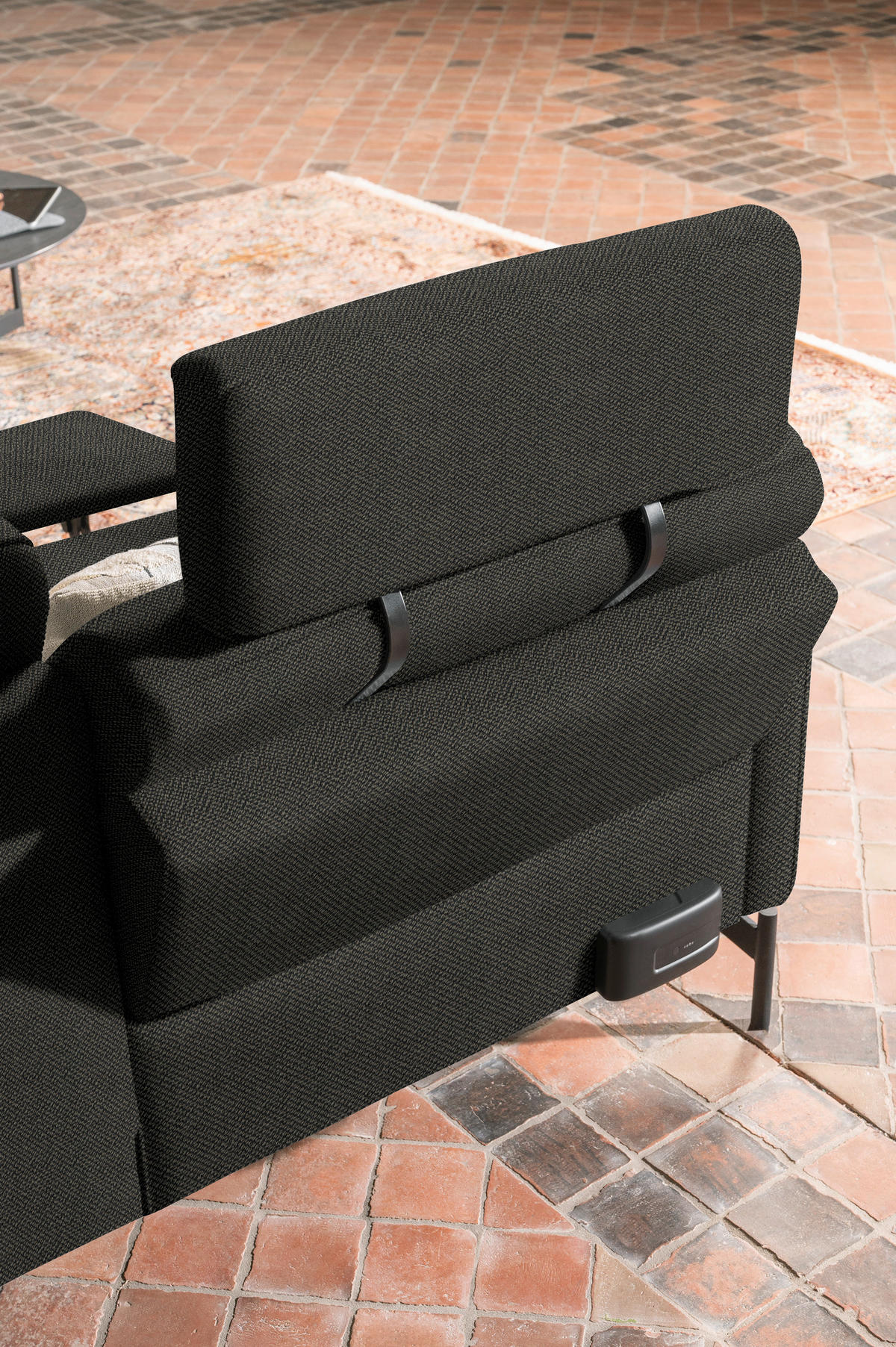 ECKSOFA in Flachgewebe, Struktur Anthrazit  - Anthrazit, Design, Textil/Metall (254/230cm) - Johann Jakob