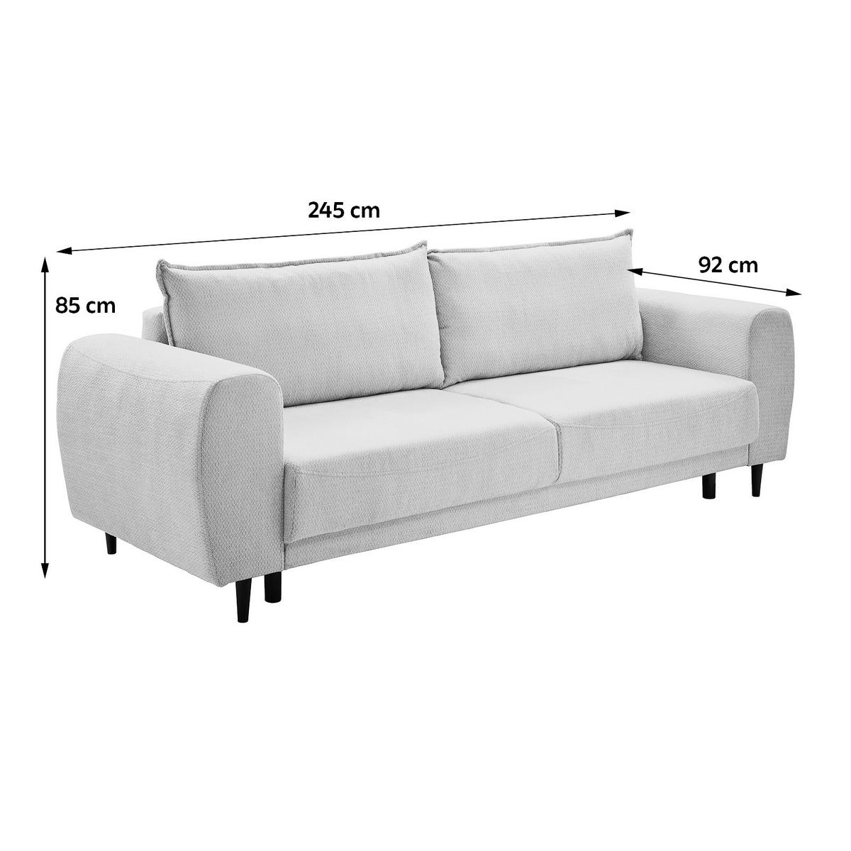 SCHLAFSOFA in Chenille Grau  - Schwarz/Grau, KONVENTIONELL, Holz/Textil (245/85/92cm) - Livetastic