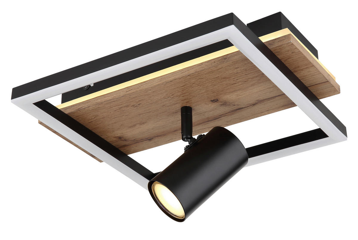 LED SVJETILJKA STROPNA KASSU  - bijela/tamno smeđa, Basics, drvni materijal/metal (32/27/15cm)