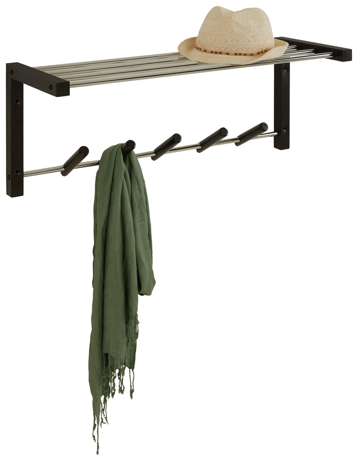 VÄGGHÄNGARE 79/30/25 cm  - kromfärg/svart, Klassisk, metall/trä (79/30/25cm) - Based