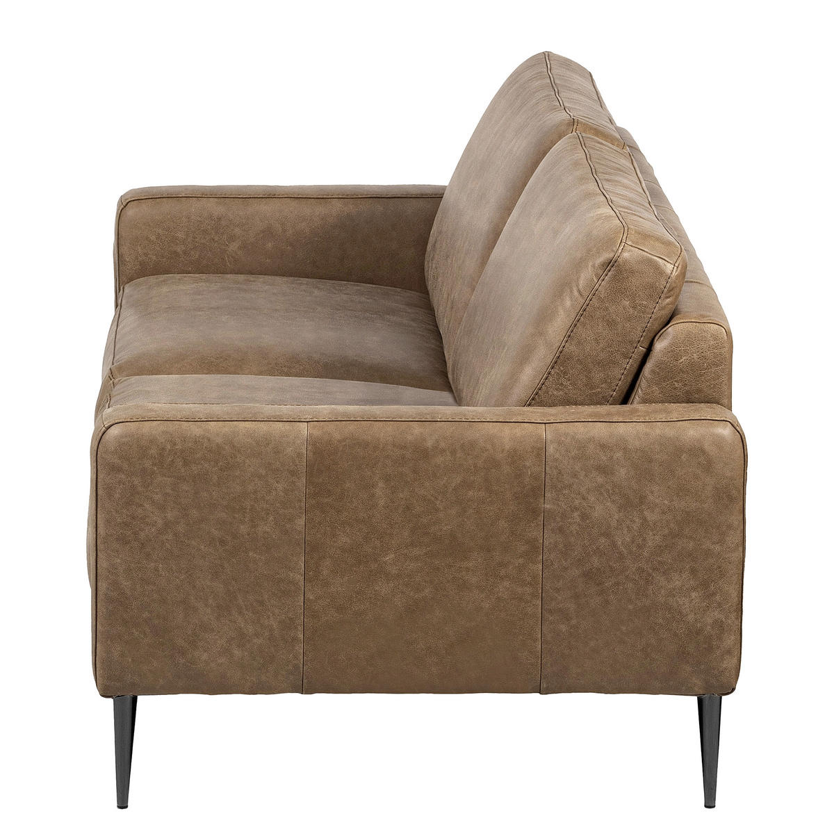 3-SITZER-SOFA SPRING in Lederlook Echtleder Hellbraun  - Hellbraun/Schwarzchrom, Design, Leder/Textil (187/85/92cm) - Livetastic
