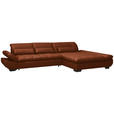 ECKSOFA  in Flachgewebe Rostfarben  341/204 cm  - Rostfarben/Schwarz, Design, Textil/Metall (341/204cm) - Xora