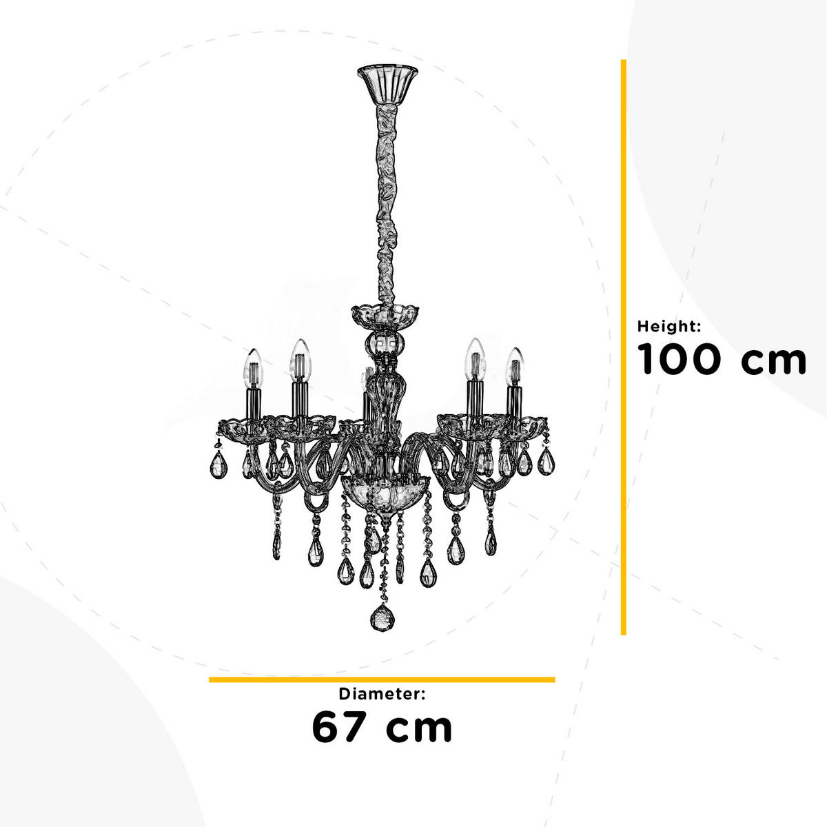 KRISTALL-HÄNGELEUCHTE 67/100 cm   - Bernsteinfarben, KONVENTIONELL, Glas/Metall (67/100cm)