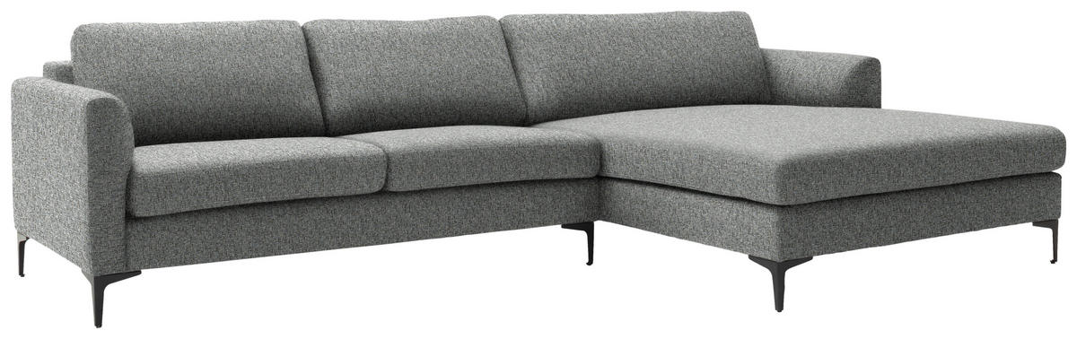 ECKSOFA in Flachgewebe Grau  310/195 cm  - Schwarz/Grau, Design, Textil/Metall (310/195cm) - Schöner Wohnen