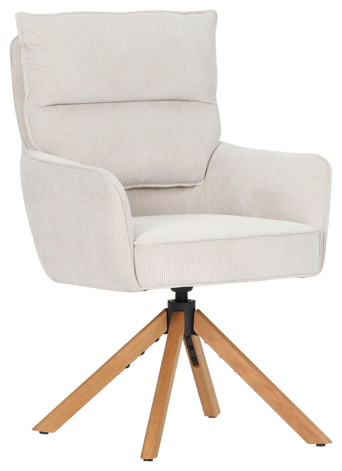 ARMLEHNSTUHL  Stoffauswahl, Sitzfläche 360° drehbar, automatische Rückholfunktion Cord  - Eichefarben/Beige, Design, Holz/Textil (60/95/62cm) - Novel