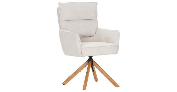 ARMLEHNSTUHL  Stoffauswahl, Sitzfläche 360° drehbar, automatische Rückholfunktion Cord  - Eichefarben/Beige, Design, Holz/Textil (60/95/62cm) - Novel