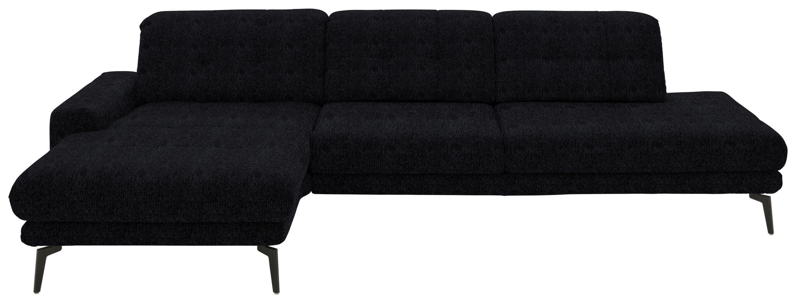 ECKSOFA in Flachgewebe Dunkelblau  - Schwarz/Dunkelblau, Design, Textil/Metall (190/309cm) - Beldomo Style