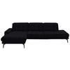 ECKSOFA in Flachgewebe Dunkelblau  - Schwarz/Dunkelblau, Design, Textil/Metall (190/309cm) - Beldomo Style