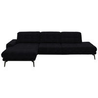 ECKSOFA in Flachgewebe Dunkelblau  - Schwarz/Dunkelblau, Design, Textil/Metall (190/309cm) - Beldomo Style