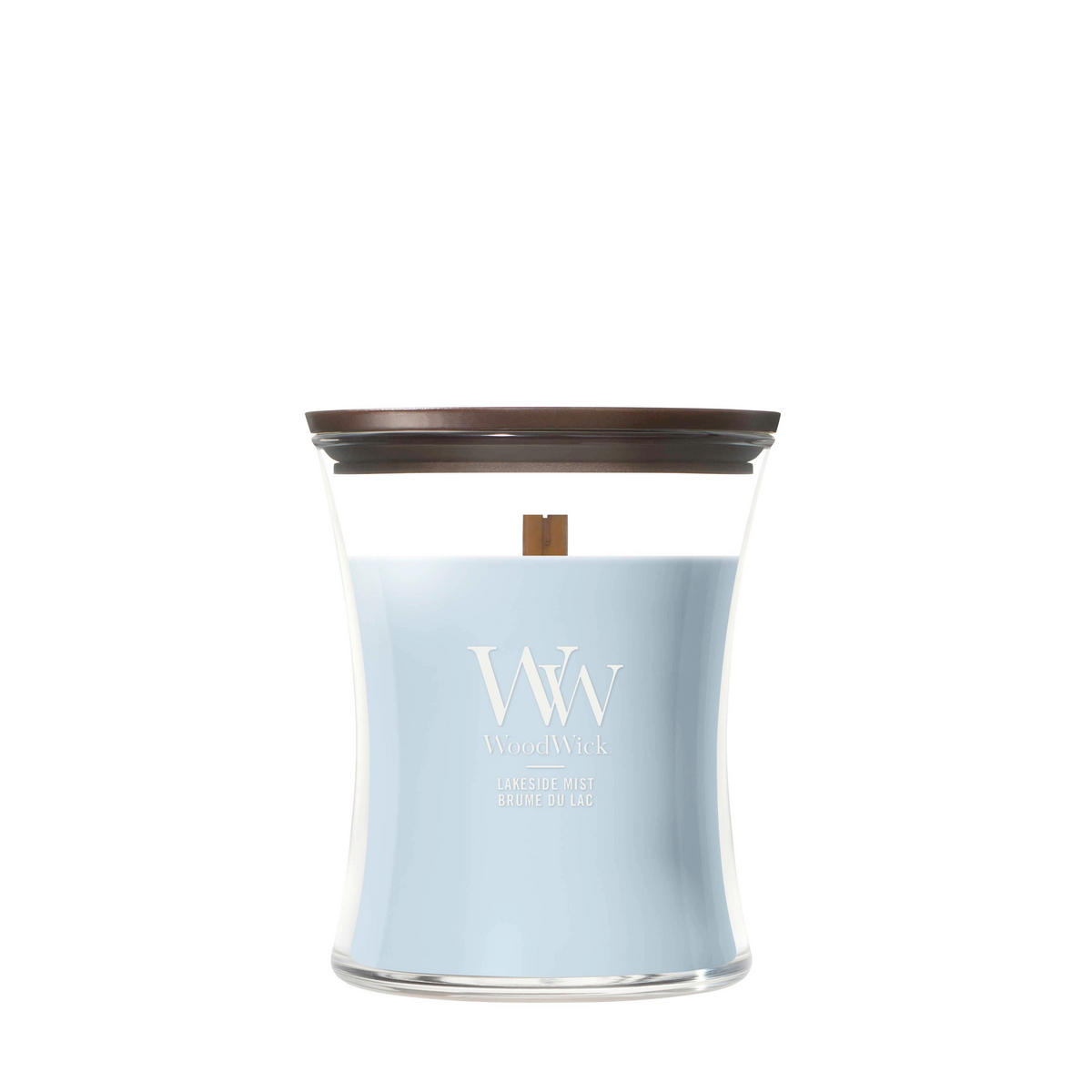 MIRISNA SVEĆA  svetloplava  - svetloplava, Osnovno, staklo/drvo (10/11cm) - WoodWick