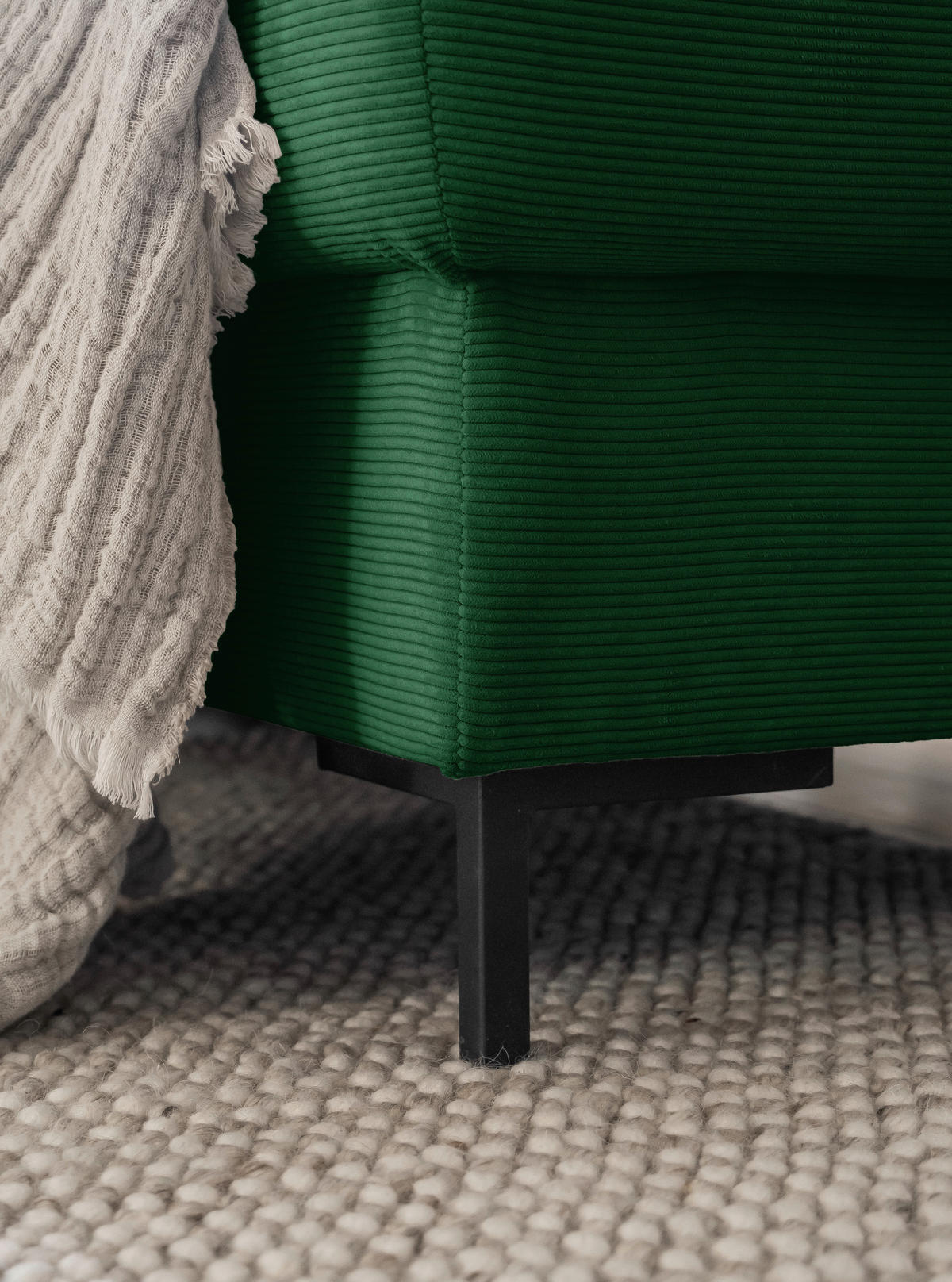 WOHNLANDSCHAFT Smaragdgrün Cord  - Smaragdgrün/Schwarz, Design, Textil/Metall (197/303/148cm) - MID.YOU