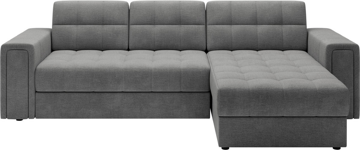 ECKSOFA Samt Grau  - Schwarz/Grau, Design, Kunststoff/Textil (260/150cm) - MID.YOU