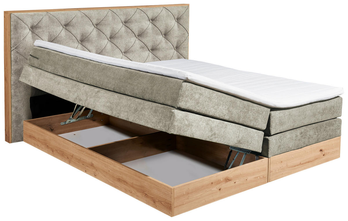 BOXSPRINGBETT 180/200 cm  in Naturfarben, Schlammfarben  - Schlammfarben/Naturfarben, Konventionell, Holzwerkstoff/Kunststoff (180/200cm) - Esposa