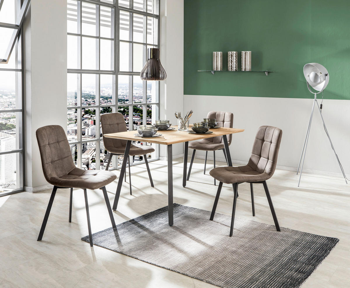 MATGRUPP i metall, textil, trämaterial grå, svart, ekfärgad  - grå/svart, Modern, metall/trämaterial (140/76/80cm) - Hom`in