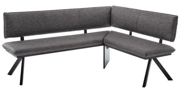 ECKBANK 180/140 cm in Grau, Schwarz - Schwarz/Grau, MODERN, Textil/Metall (180/140cm) - Cantus