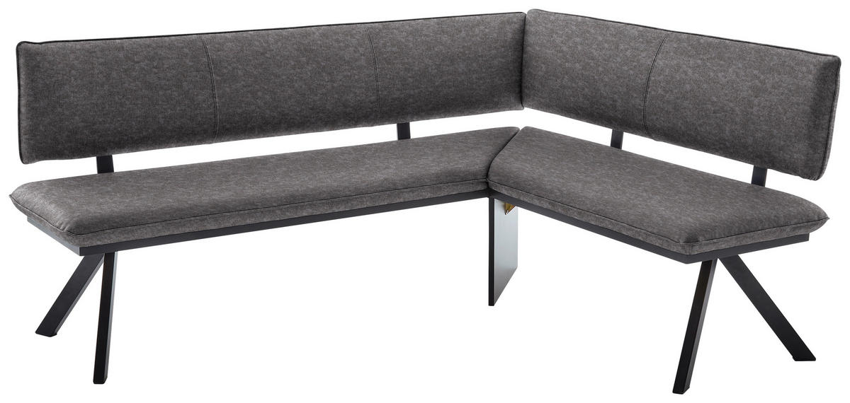 ECKBANK in Metall, Textil Grau, Schwarz  - Schwarz/Grau, Modern, Textil/Metall (190/150cm) - Cantus
