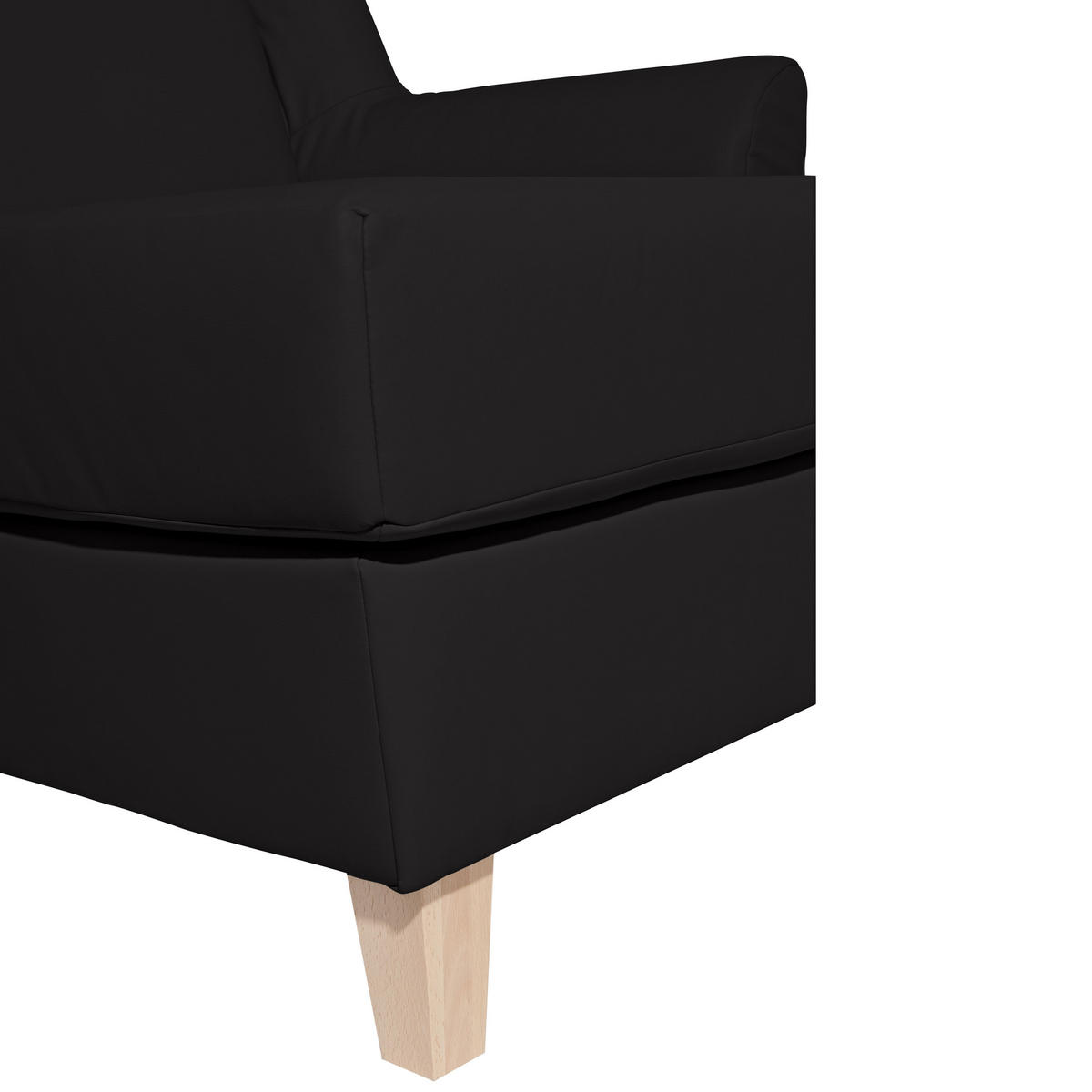 XXL-SESSEL in Lederlook Schwarz  - Schwarz/Naturfarben, Modern, Holz/Holzwerkstoff (136/107/142cm) - Max Winzer