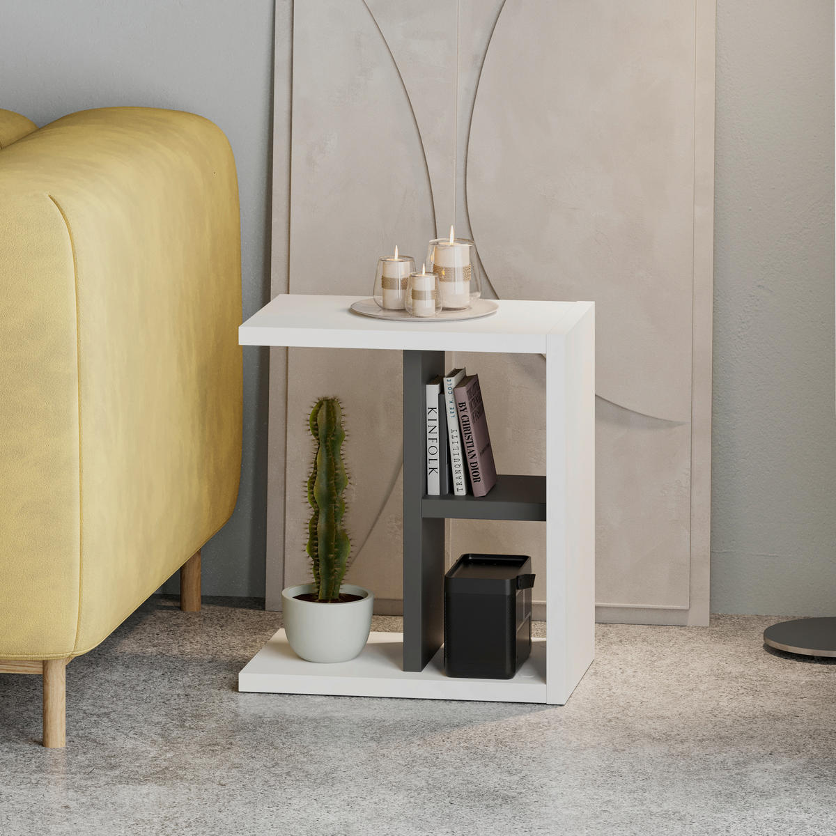 BEISTELLTISCH in Holzwerkstoff 50/29,5/45 cm  - Anthrazit/Weiß, Design, Holzwerkstoff (50/29,5/45cm) - Livetastic