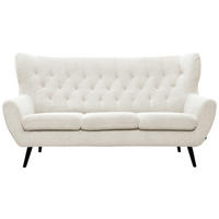 3-SITZER-SOFA Cord Creme  - Creme/Schwarz, Design, Holz/Textil (187/101/95cm) - Stylife