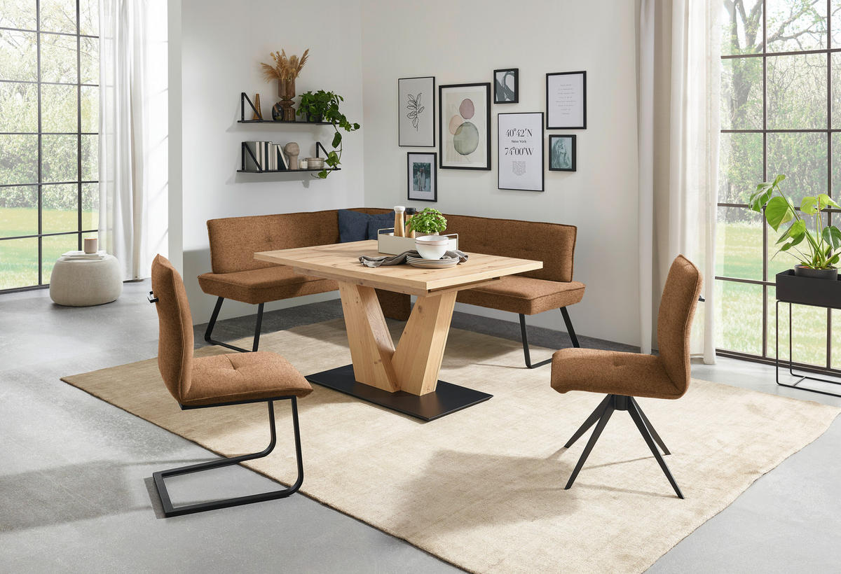 SCHWINGSTUHL  in Stahl Flachgewebe  - Cognac/Schwarz, Design, Textil/Metall (46/95/62cm) - Dieter Knoll