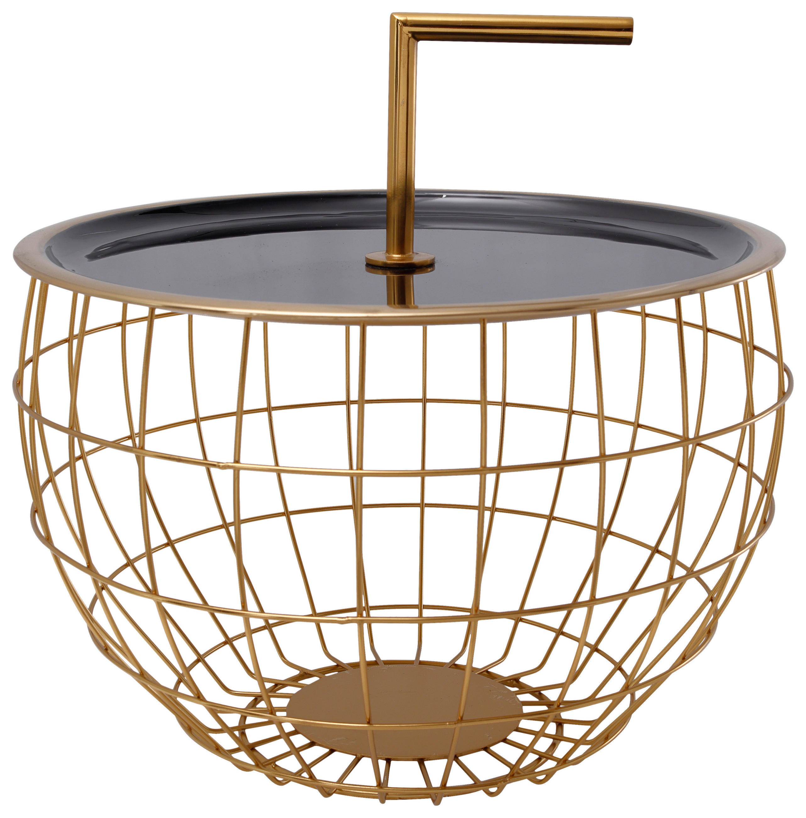 BEISTELLTISCH 42,5/42,5/29 cm Schwarz, Goldfarben rund  - Goldfarben/Schwarz, Design, Metall (42,5/42,5/29cm) - Kayoom