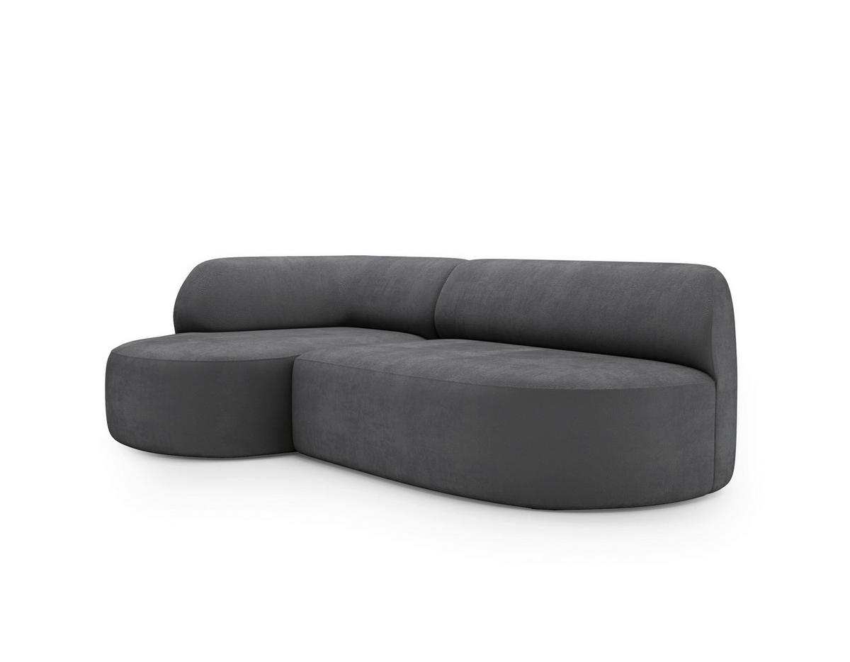ECKSOFA Chenille Dunkelgrau  - Dunkelgrau/Schwarz, Design, Kunststoff/Textil (156/218cm) - Livetastic