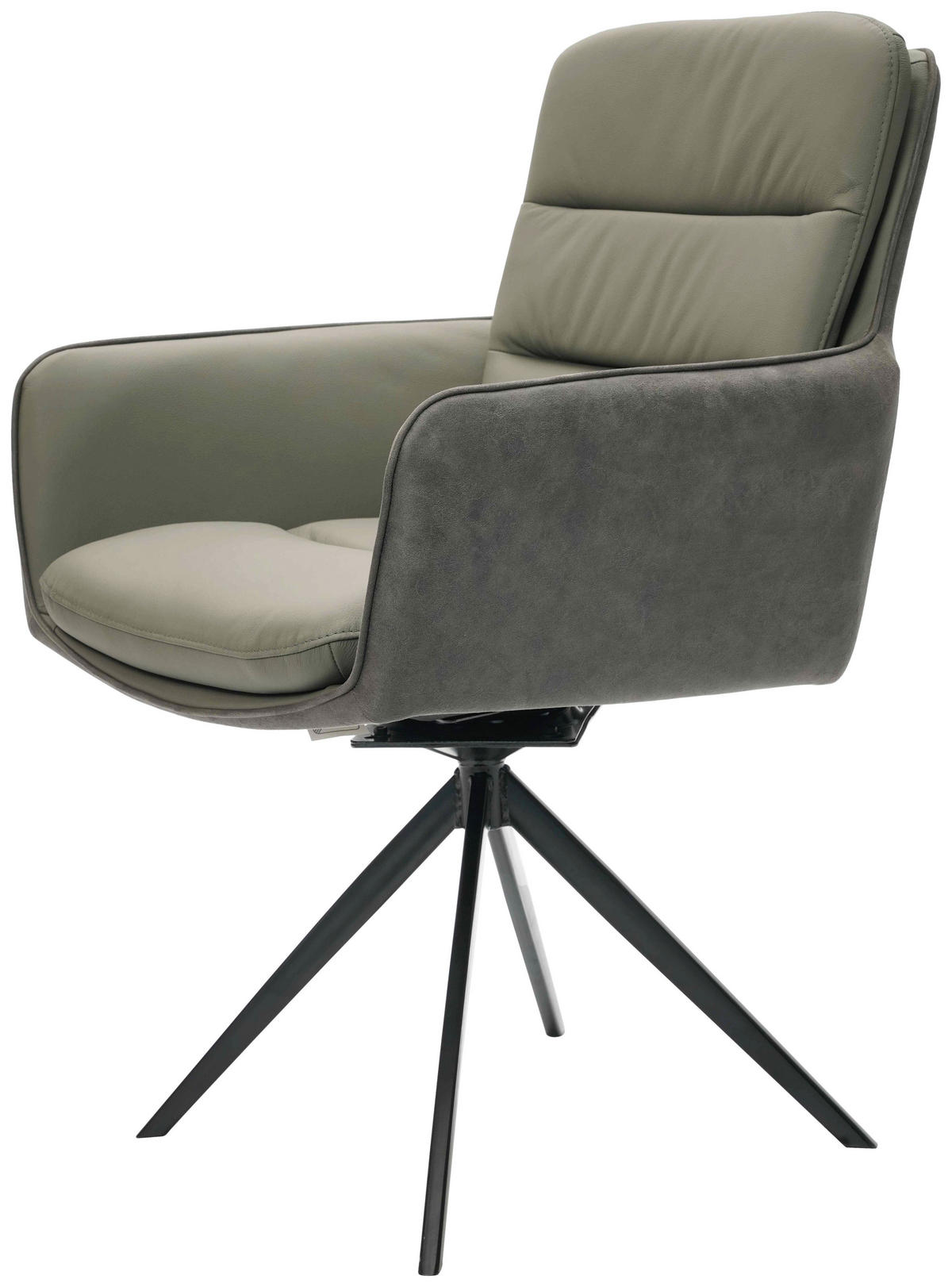 ARMLEHNSTUHL  in Eisen Mikrofaser Echtleder pigmentiert  - Anthrazit/Schwarz, Design, Leder/Textil (58/89/67cm) - Xora