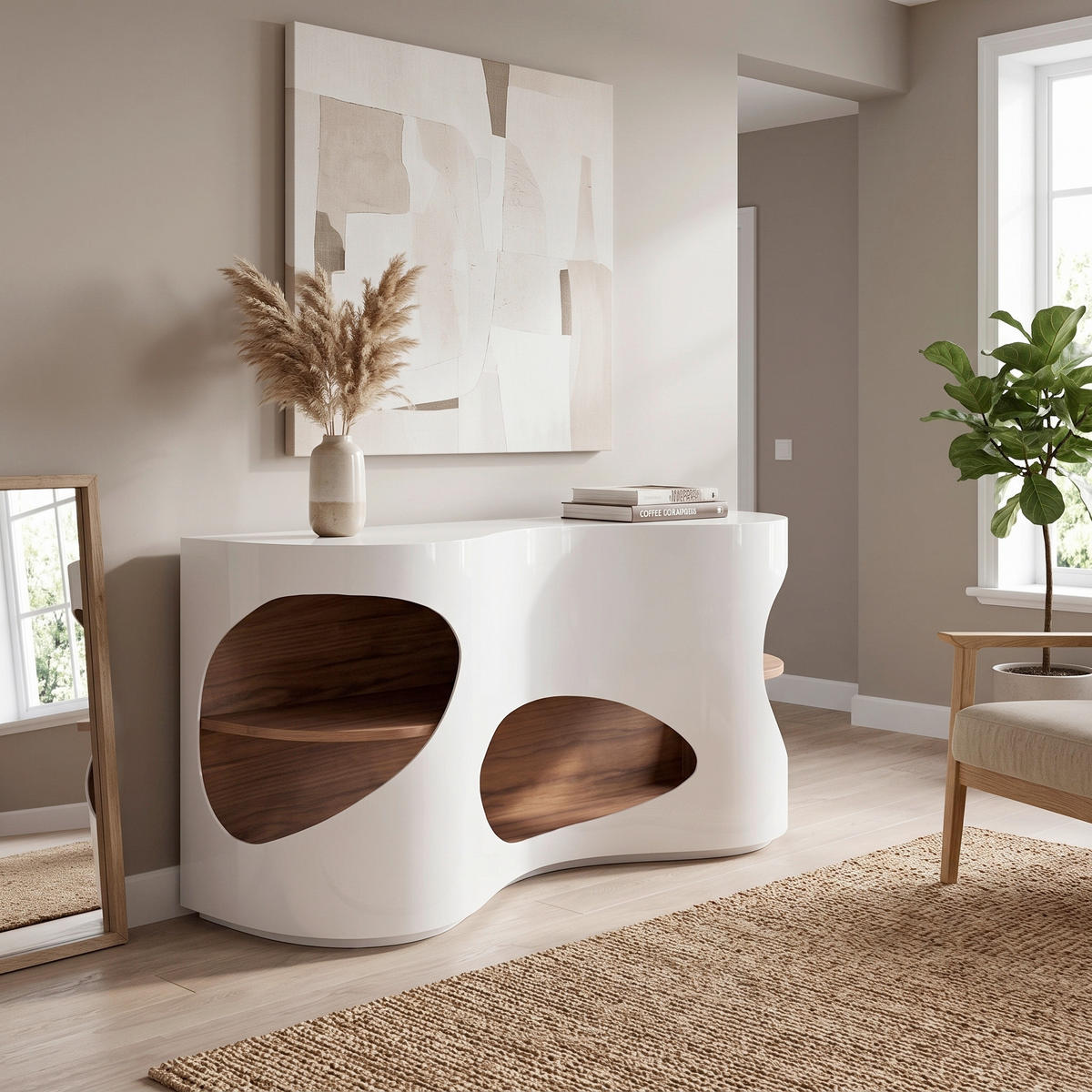 KOMODA   150/75/40 cm   boje oraha, bijela visoki sjaj  - boje oraha/bijela visoki sjaj, Design, drvni materijal (150/75/40cm) - Livetastic