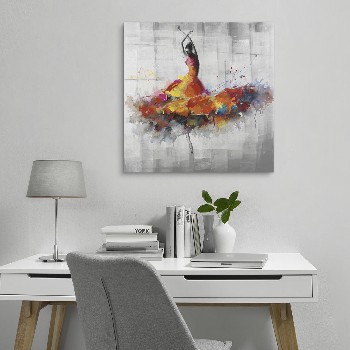 OLEJOMAĽBA, ženy, 85/85 cm  - žltá/sivá, Lifestyle, drevo/textil (85/85cm) - Monee