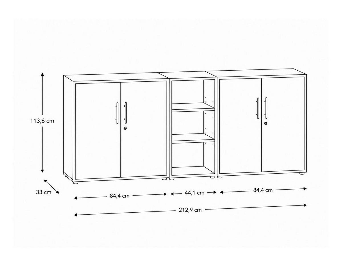AKTENSCHRANK Anthrazit, Hellgrau  - Anthrazit/Hellgrau, MODERN, Holzwerkstoff (212,9/113,6/33cm) - MID.YOU
