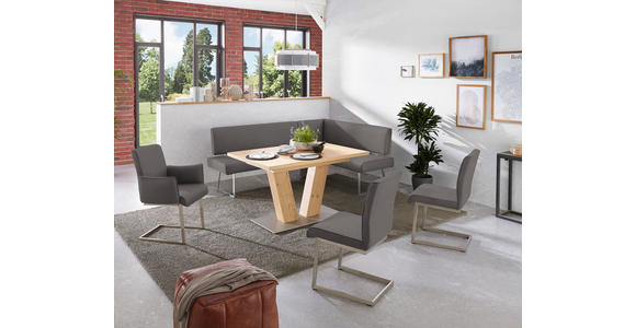 ECKBANK 219/160 cm  in Anthrazit, Edelstahlfarben  - Edelstahlfarben/Anthrazit, Design, Textil/Metall (219/160cm) - Dieter Knoll